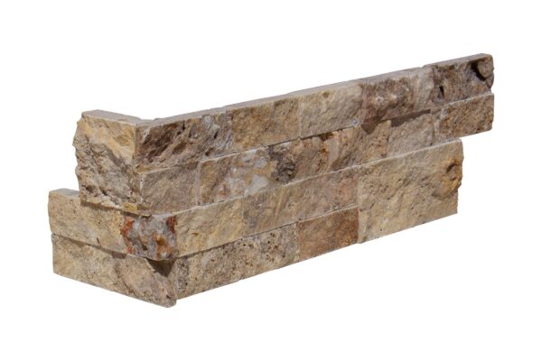 Autumn Leaves Travertine 6X18 Splitface Ledger Panel Corner