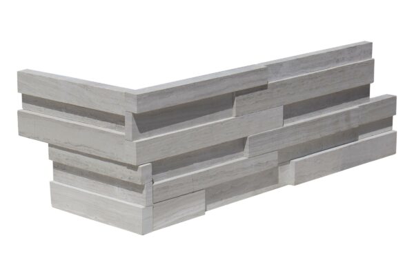 Haisa Limestone 6X18 3D Honed Ledger Panel Corner