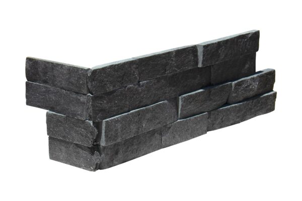 Kings Black Quartz 6X18 Splitface Ledger Panel Corner